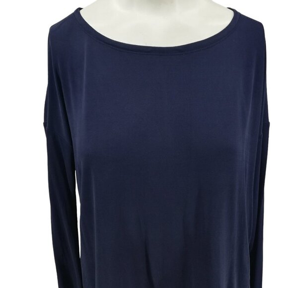 Eileen Fisher 100% Silk Long Sleeve Blue Blouse Size Petite S Sheer Hem Career - Picture 5 of 14